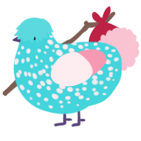 A aqua and rose chicken with a speckle pattern