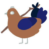 A brown and navy chicken