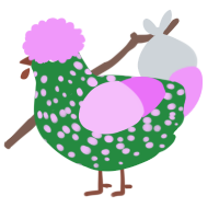 A viridian and lavender chicken with a speckle pattern