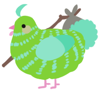 A grass and mint chicken with a bar pattern