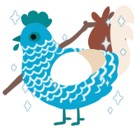 A cerulean and cream chicken with a lace pattern