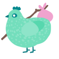 A mint chicken with a speckle pattern