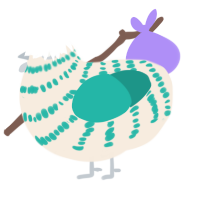 Starlet, a cream and turquoise chicken with a bar pattern
