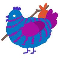 A sapphire and plum chicken with a bar pattern