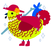 A indigo and mint chicken with a lace pattern