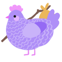 A lilac chicken with a lace pattern
