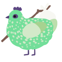 A spring and gluppy chicken with a speckle pattern