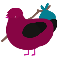 A maroon and black chicken