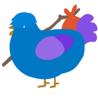 A sapphire and blurple chicken