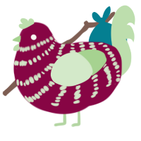 A maroon and gluppy chicken with a bar pattern