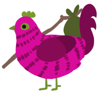 A fuchsia and wine chicken with a bar pattern