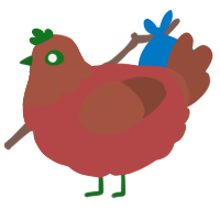 A red and russet chicken with a head pattern