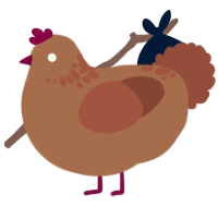 A brown and russet chicken with a neck-speckle pattern
