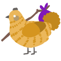 A honey and ochre chicken with a bar pattern