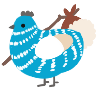 A cerulean and cream chicken with a bar pattern