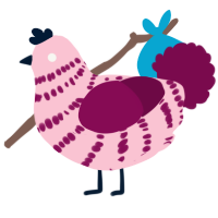 A rose and wine chicken with a bar pattern