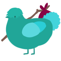 A turquoise and aqua chicken