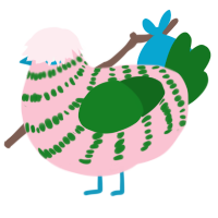 A rose and leaf chicken with a bar pattern