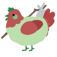 A gluppy and red chicken with a head pattern