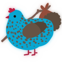A cerulean and bark chicken with a speckle pattern