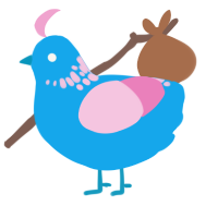 Cotton candy, a sky and pink chicken with a neck-speckle pattern