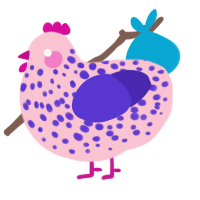A rose and indigo chicken with a speckle pattern