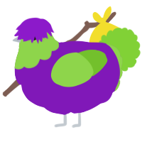 A violet and grass chicken with a head pattern