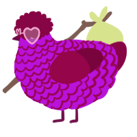 A amethyst and maroon chicken with a lace pattern
