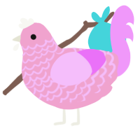 Cupcake, a pink and lavender chicken with a lace pattern