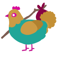 A turquoise and gold chicken with a head pattern