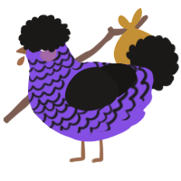 A blurple and sable chicken with a lace pattern