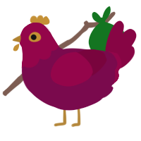 A wine and maroon chicken with a head pattern