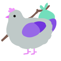 A silver and blurple chicken