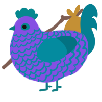 A blurple and sea chicken with a lace pattern