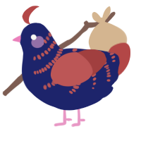 A navy and red chicken with a half-bar pattern