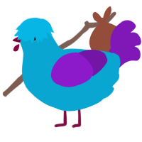 A cerulean and violet chicken