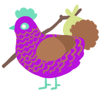 A amethyst and brown chicken with a lace pattern
