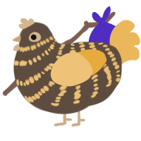 A bark and honey chicken with a bar pattern
