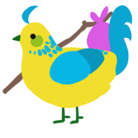 A yellow and cerulean chicken with a neck-speckle pattern