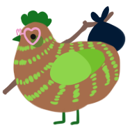 A brown and grass chicken with a bar pattern