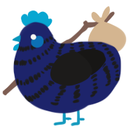 A navy and sable chicken with a bar pattern