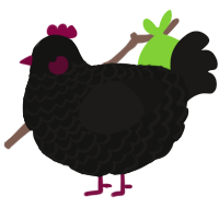 A black and sable chicken with a lace pattern