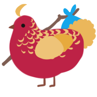 A crimson and honey chicken with a half-lace pattern