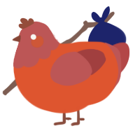 A vermilion and red chicken with a head pattern