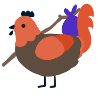 A bark and vermilion chicken with a head pattern