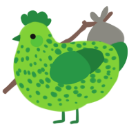 A grass and viridian chicken with a speckle pattern