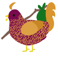 A wine and orange chicken with a double-lace pattern