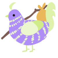 Sprinkles, a lilac and apple chicken with a bar pattern