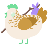 A cream and gold chicken with a half-lace pattern