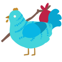 A aqua and cerulean chicken with a half-bar pattern